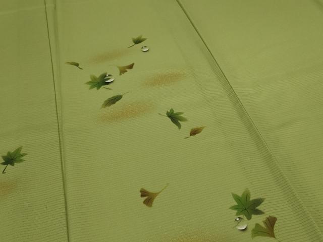 平和屋着物＊夏物 訪問着 絽 手描き 舞葉文 水玉 金彩 洗える着物 未使用 AABC1911jd