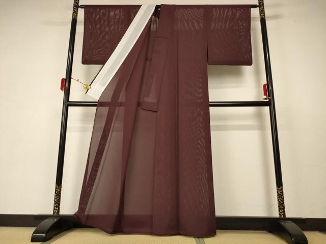 平和屋着物＊夏物 色無地 絽 黒鳶色 洗える着物 AABC1912jd