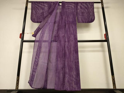 平和屋着物＊夏物 小紋 縦絽 霞文 洗える着物 AABC1915jd