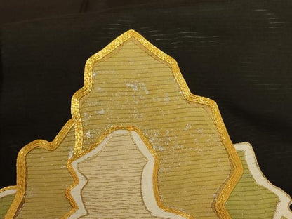 平和屋着物＊夏物 黒留袖 絽 駒刺繍 風景文 金彩 正絹 逸品 AABC1916jd