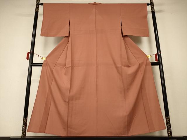 平和屋着物＊夏物 色無地 絽 赭色 正絹 逸品 AABC1917jd