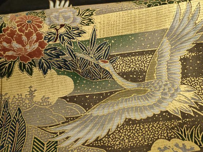 平和屋着物＊夏物 黒留袖 絽 風景舞鶴文 金彩 正絹 逸品 AABC1918jd