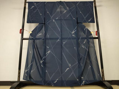 平和屋着物＊夏物 小紋 絽 幾何学文様 正絹 逸品 AABC1920jd