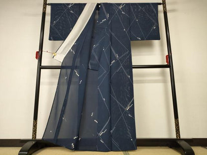 平和屋着物＊夏物 小紋 絽 幾何学文様 正絹 逸品 AABC1920jd