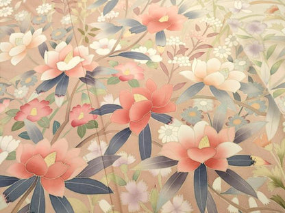 平和屋着物●豪華振袖・長襦袢(袷)セット 友禅 作家物 枝花文 暈し染め 正絹 逸品 AABC1947ck