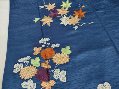 平和屋着物●訪問着　駒刺繍　草花文　金糸　正絹　逸品　AABC1950ck