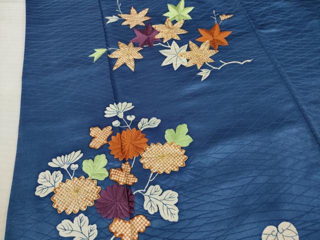 平和屋着物●訪問着　駒刺繍　草花文　金糸　正絹　逸品　AABC1950ck