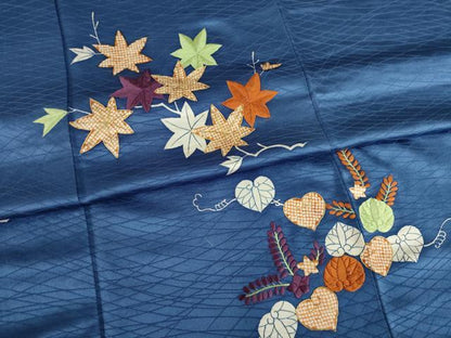 平和屋着物●訪問着　駒刺繍　草花文　金糸　正絹　逸品　AABC1950ck