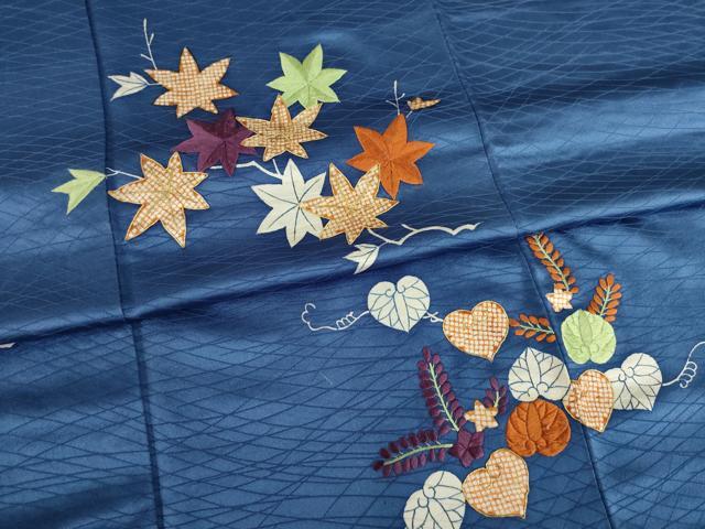 平和屋着物●訪問着　駒刺繍　草花文　金糸　正絹　逸品　AABC1950ck