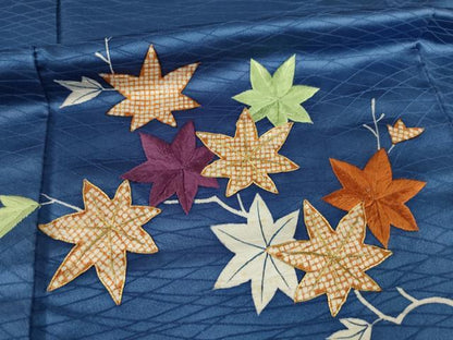 平和屋着物●訪問着　駒刺繍　草花文　金糸　正絹　逸品　AABC1950ck