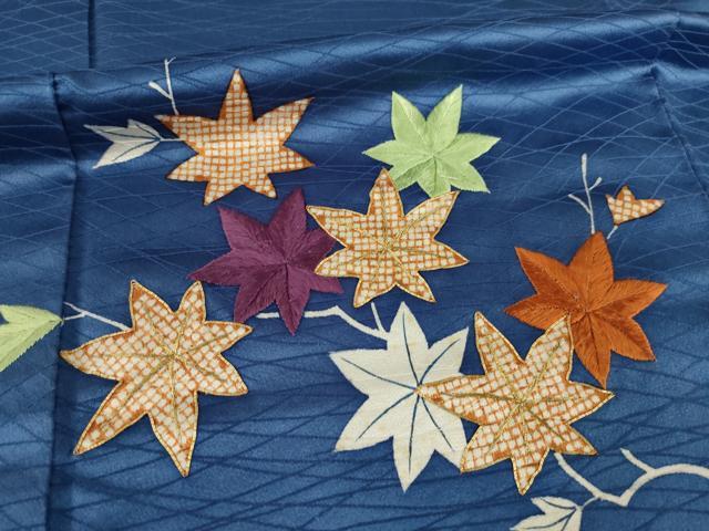 平和屋着物●訪問着　駒刺繍　草花文　金糸　正絹　逸品　AABC1950ck