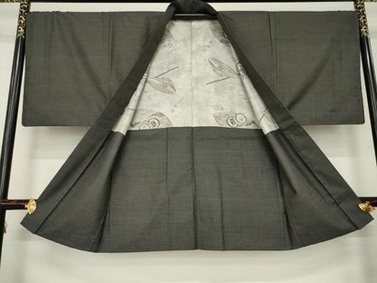 平和屋着物●男性　紬　アンサンブル　亀甲文様　正絹　逸品　AABC1954ck