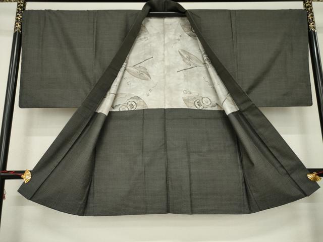 平和屋着物●男性　紬　アンサンブル　亀甲文様　正絹　逸品　AABC1954ck