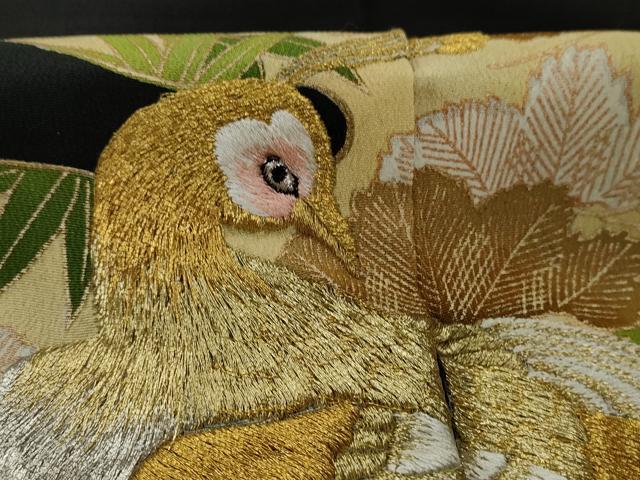 平和屋着物■豪華黒留袖 刺繍 雲取り孔雀松文 金彩 正絹 逸品 AABC1964nf