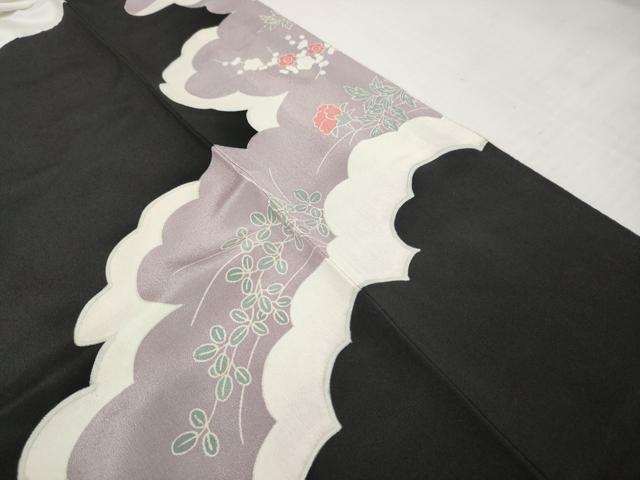 平和屋着物■豪華黒留袖　駒刺繍　雲取り扇花文　銀彩　正絹　逸品　AABC2051gw