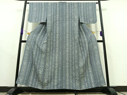 平和屋着物▽上質な小紋 単衣 飾花文 正絹 逸品 AABC2202jh