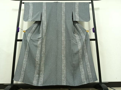 平和屋着物▽上質な小紋 単衣 鳥獣花文 正絹 逸品 AABC2203jh