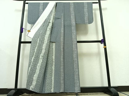 平和屋着物▽上質な小紋 単衣 鳥獣花文 正絹 逸品 AABC2203jh