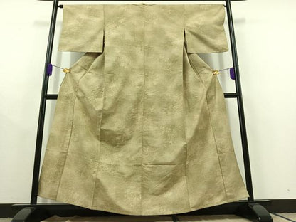 平和屋着物▽上質な紬 単衣 流水花文 正絹 逸品 AABC2206jh