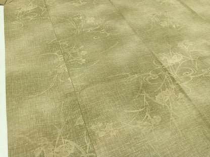 平和屋着物▽上質な紬 単衣 流水花文 正絹 逸品 AABC2206jh