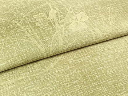 平和屋着物▽上質な紬 単衣 流水花文 正絹 逸品 AABC2206jh