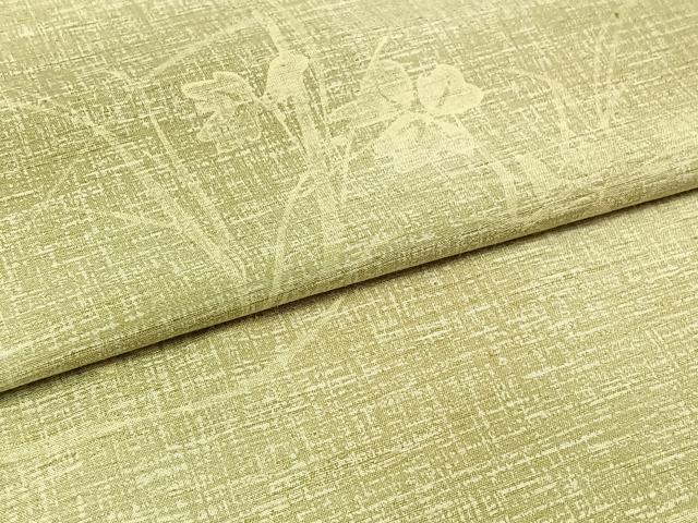 平和屋着物▽上質な紬 単衣 流水花文 正絹 逸品 AABC2206jh