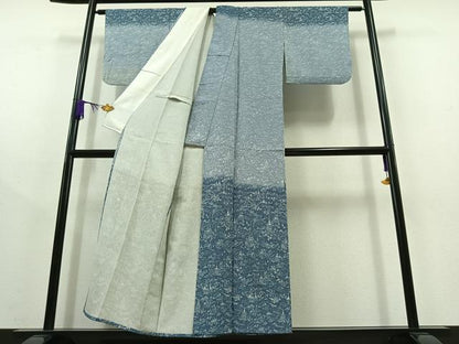 平和屋着物▽訪問着 単衣 作家物 風景人物文 鬼しぼ縮緬 正絹 逸品 AABC2207jh