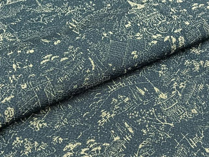 平和屋着物▽訪問着 単衣 作家物 風景人物文 鬼しぼ縮緬 正絹 逸品 AABC2207jh