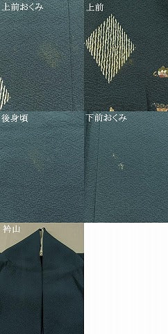 平和屋着物▽訪問着 単衣 刺繍 菱文 金銀糸 金彩 正絹 逸品 AABC2209jh