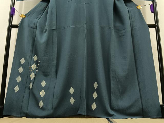 平和屋着物▽訪問着 単衣 刺繍 菱文 金銀糸 金彩 正絹 逸品 AABC2209jh