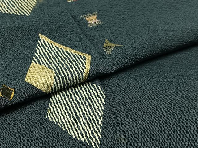 平和屋着物▽訪問着 単衣 刺繍 菱文 金銀糸 金彩 正絹 逸品 AABC2209jh