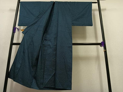 平和屋着物▽男性　紬　単衣　アンサンブル　110亀甲　総詰め　反端付き　正絹　逸品　AABC2210jh
