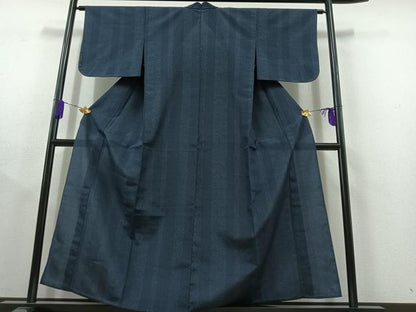 平和屋着物▽本塩沢 単衣 110亀甲 花間道 正絹 逸品 AABC2211jh