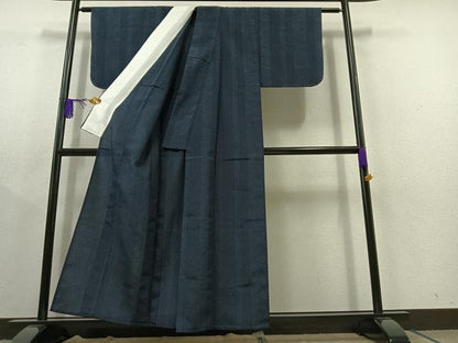 平和屋着物▽本塩沢 単衣 110亀甲 花間道 正絹 逸品 AABC2211jh