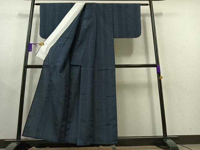 平和屋着物▽本塩沢 単衣 110亀甲 花間道 正絹 逸品 AABC2211jh