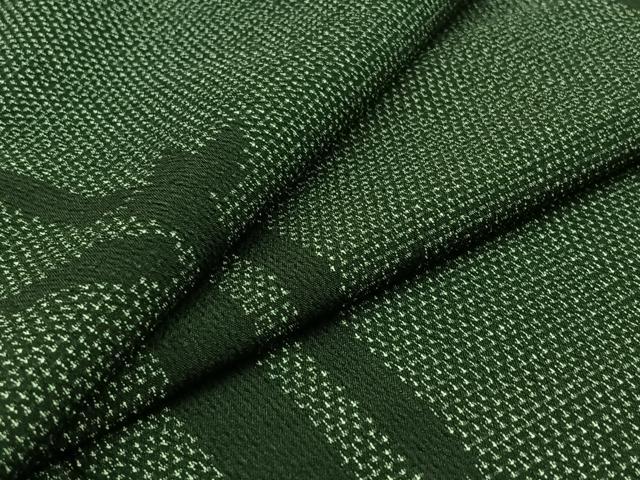 平和屋着物▽本塩沢 単衣 笹竹文 正絹 逸品 AABC2212jh