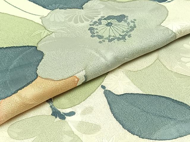 平和屋着物▽上質な小紋 単衣 枝花文 正絹 逸品 AABC2214jh