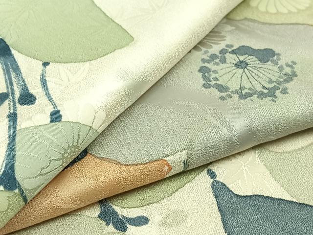 平和屋着物▽上質な小紋 単衣 枝花文 正絹 逸品 AABC2214jh