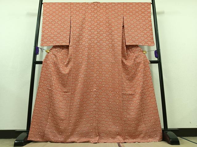 平和屋着物▽訪問着 単衣 絞り 青海波 正絹 逸品 AABC2216jh