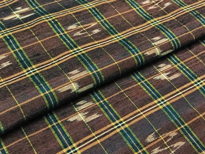 平和屋着物▽上質な紬 単衣 格子 正絹 逸品 AABC2217jh