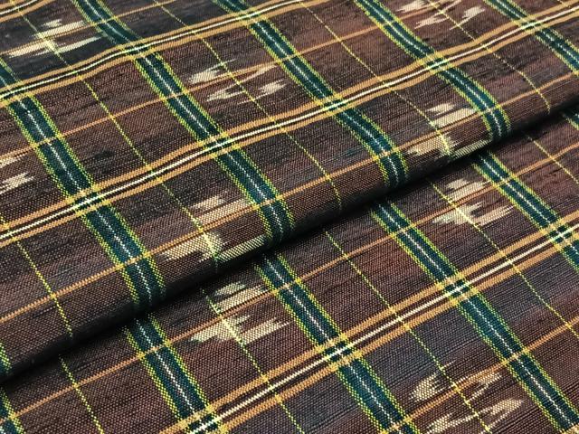 平和屋着物▽上質な紬 単衣 格子 正絹 逸品 AABC2217jh