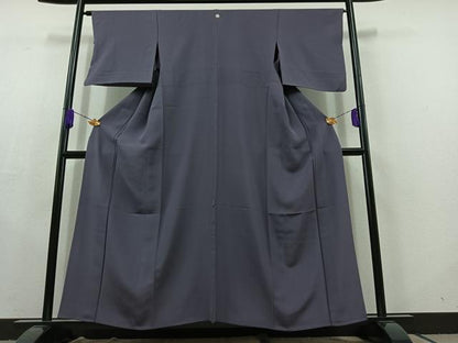 平和屋着物▽上質な色無地 単衣 濃鼠色 正絹 逸品 AABC2218jh