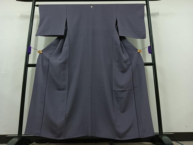 平和屋着物▽上質な色無地 単衣 濃鼠色 正絹 逸品 AABC2218jh