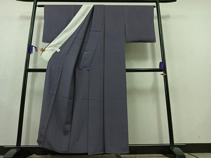 平和屋着物▽上質な色無地 単衣 濃鼠色 正絹 逸品 AABC2218jh