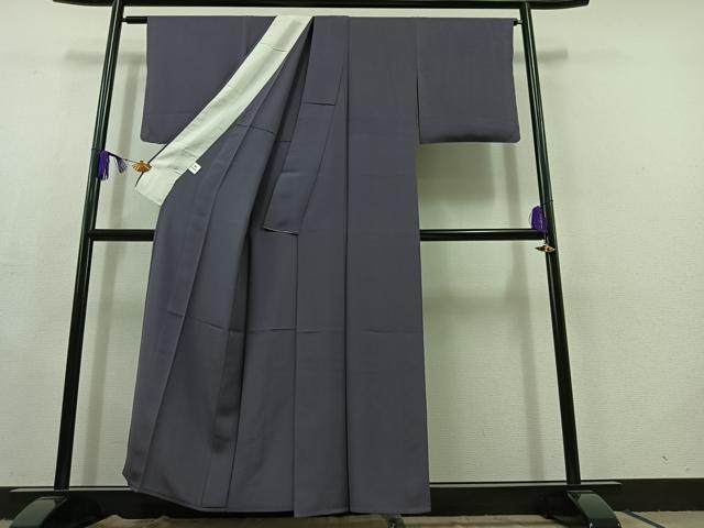 平和屋着物▽上質な色無地 単衣 濃鼠色 正絹 逸品 AABC2218jh