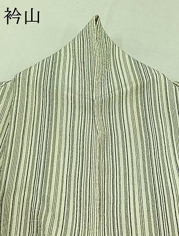 平和屋着物▽本塩沢 単衣 縞 正絹 逸品 AABC2221jh