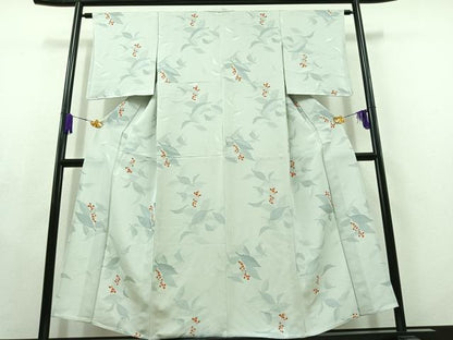 平和屋着物▽上質な小紋 単衣 南天文 正絹 逸品 AABC2223jh