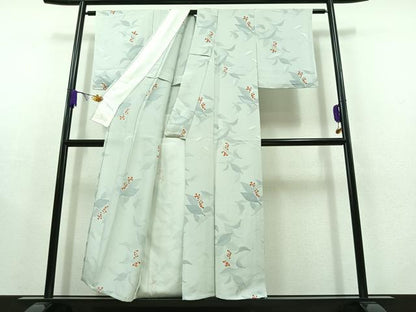 平和屋着物▽上質な小紋 単衣 南天文 正絹 逸品 AABC2223jh