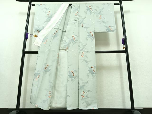 平和屋着物▽上質な小紋 単衣 南天文 正絹 逸品 AABC2223jh