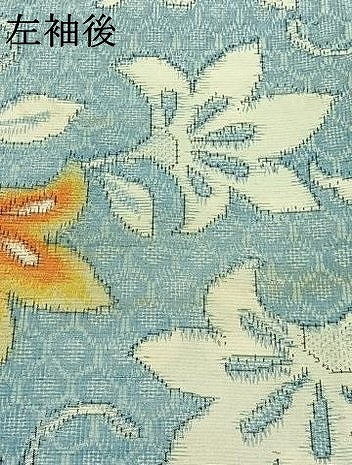 平和屋着物▽上質な紬 単衣 草花文 正絹 逸品 AABC2224jh
